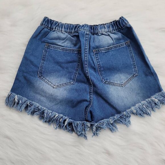 Hayden Women’s Blue High Waist Distressed Cotton Shorts Size Small - Picture 3 of 8